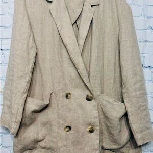 Zara Beige Double-Breasted Blazer